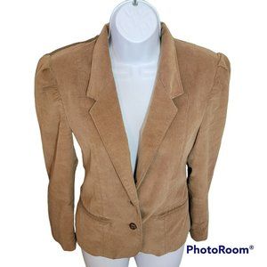 Collections Women's Size 14 Single Breasted Tan Corduroy Blazer